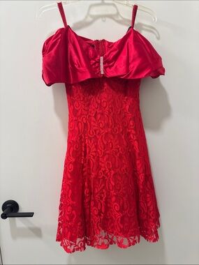 Notorious Vintage Red Satin Lace Formal Dress